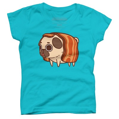 Girl's Design By Humans Puglie Bacon Strip By Puglie T-Shirt