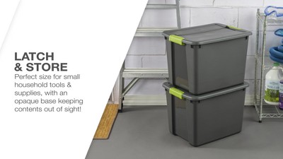 Sterilite 45gal Latching Storage Tote - Gray With Green Latch : Target