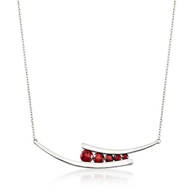 Ross-Simons 1.85 ct. t.w. Garnet Curved Necklace in Sterling Silver