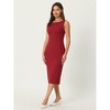 Hobemty Women's Sleeveless Boat Neck Casual Office Sheath Dress - 3 of 4