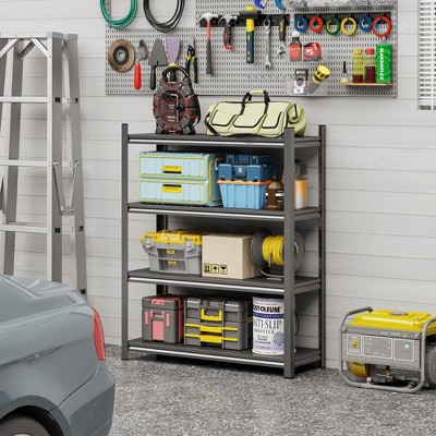 ORRD 3-Tier Metal Storage Rack with Adjustable Shelves, for Living Room/Kitchen/Supermarket/Garage, Black, Assembly Required