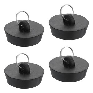 Unique Bargains Rubber Flexible Bathtub Sink Drain Stoppers with Hanging Ring 4 Pcs - 1 of 4