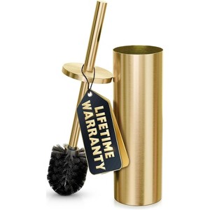 Gold Toilet Brush and Holder Set, Brushed Stainless Steel Bowl Brush with Replacable Head and Removable Inner Bowl - 1 of 4
