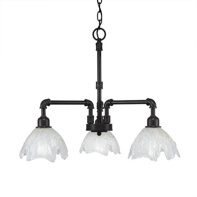 Toltec Lighting Vintage 3 - Light Chandelier in  Dark Granite with 7" Gold Ice Shade