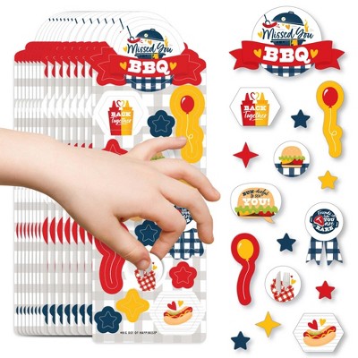 Big Dot of Happiness Missed You BBQ - Backyard Summer Picnic Party Favor Kids Stickers - 16 Sheets - 256 Stickers