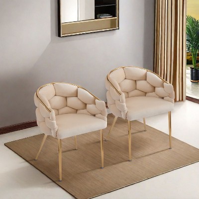 CAVINAS Luxury Velvet Accent Chair with Gold Metal Legs,Handcrafted Modern Arm Chair for Living Room,Bedroom,Office