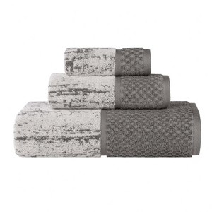 100% Cotton Medium Weight Two-Toned Jacquard and Solid Assorted Towel Set by Blue Nile Mills - 1 of 4