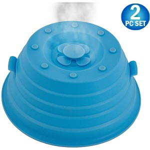 5 Star Super Deals 2 Collapsible Magnetic Silicone Microwave Cover Lid Anti Splatter Shield Guard Moisture Lock Dishwasher Safe Reheating & Steaming - 1 of 4