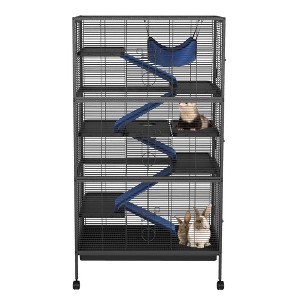 6-Tier Ferret Hutch with Fleece Ramp & Hammock, Heavy-Duty Wrought Iron Enclosure for Chinchilla, Rabbit - 1 of 4