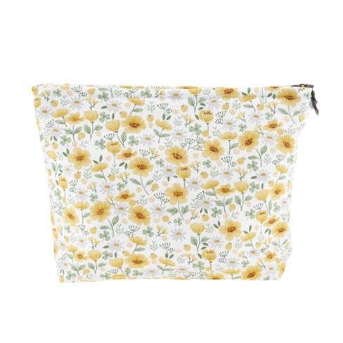 Unique Bargains Women Flower Cosmetic Bag Yellow White 1 Pc - image 1 of 3