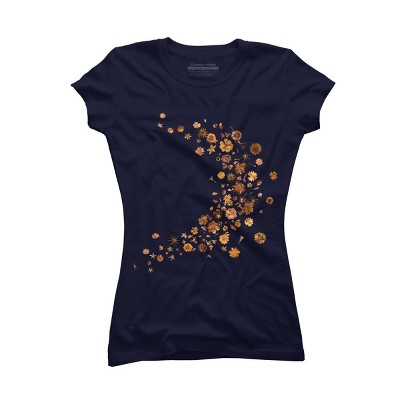 Junior's Design By Humans Golden Flower Buds Breeze By designnatures T-Shirt