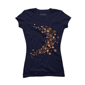 Junior's Design By Humans Golden Flower Buds Breeze By designnatures T-Shirt - 1 of 3