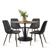 Modern 5-Piece Round Dining Table Set, 40" Round Pedestal Table with Faux Leather Dining Chairs and Black Metal Legs-Maison Boucle - 2 of 4