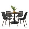 Harold+Bingo Modern 5 Piece Black Round Dining Table Set with Black Faux Leather Dining Chairs Set of 4 with Walnut Finish Legs-Maison Boucle - image 2 of 4