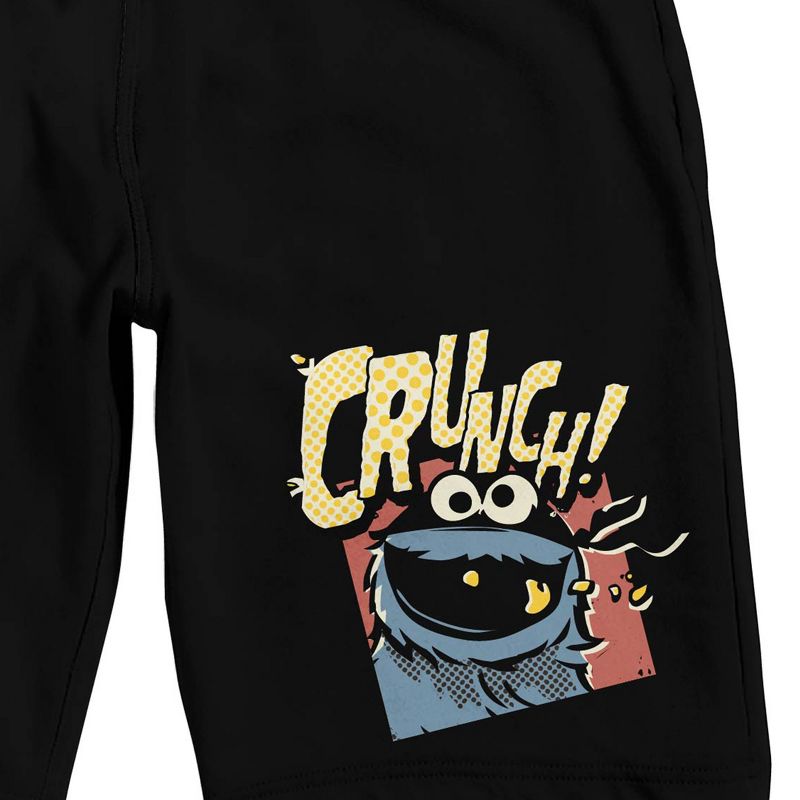 Sesame Street Cookie Monster Crunch Men's Black Sleep Pajama Shorts, 2 of 4
