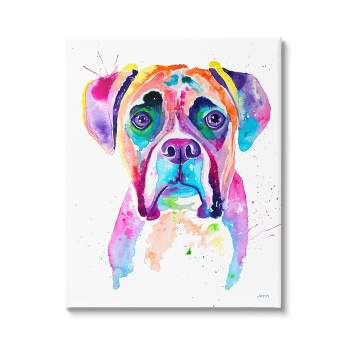 Stupell Industries Boxer Dog Vivid Watercolor Style Canvas Wall Art