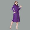 24seven Comfort Apparel Womens Long Sleeve Midi Length Fit N Flare Pocket Dress - 3 of 4