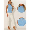 Allegra K Women's Mock Neck Sleeveless Keyhole Back Ribbed Knit Blouses - 2 of 4