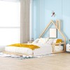 Toddler Floor Bed, Bed Frame Full Size With House-shaped Headboard Solid Pine Wood House Bed For Boys, Girls, No Box Spring Needed, Natural Full - 3 of 4