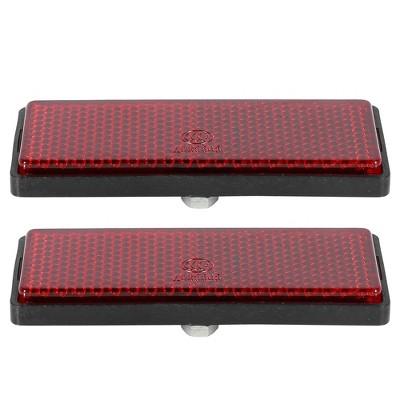 Unique Bargains M6x1.0 Rectangle Universal Motorcycle Bike Screw Mount Warning Reflector Red 1 Pair