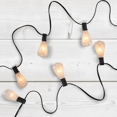 Clear Glass Edison Bulb Outdoor String Lights, 9ft Black Wire