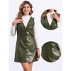 INSPIRE CHIC Women's Faux Leather Pinafore Button Down V Neck Sleeveless Mini Overall Dresses - 2 of 4