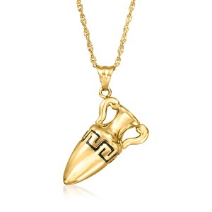 Ross-Simons Italian 18kt Gold Over Sterling Etruscan Amphora Pendant Necklace With Black Enamel Size - 1 of 3