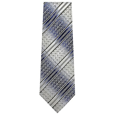 Thedappertie Men's White, Black And Blue Stripes Necktie With Hanky ...