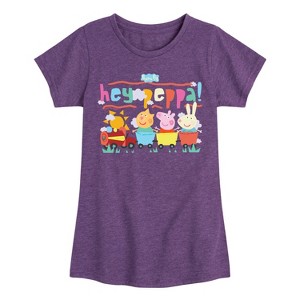 Girls' - Peppa Pig - Candy Cat and Rebecca Rabbit Train Fitted Short Sleeve Graphic T-Shirt - 1 of 4
