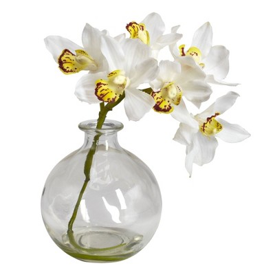 Orchid Elegance Outdoor Tabletop Silk Flower Set in Glass Vases