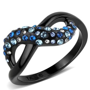 Slickblue Women’s Black Stainless Steel Infinity Ring, Multi-Color Blue Crystals, Trendy Fashion Style, Sizes 5-10 - 1 of 4