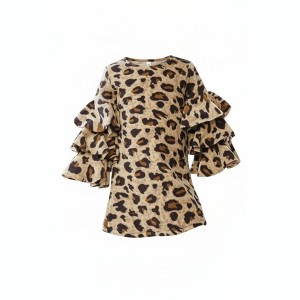 Spots In Style Animal Print Bell Sleeve Dress Mia Belle Girls - 1 of 4