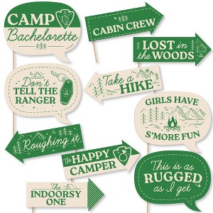 Big Dot of Happiness Funny Camp Bachelorette Photo Props, Glamping Bachelorette Party Decorations, Cabin Crew Photo Booth Props Kit - 10 Piece - 1 of 4
