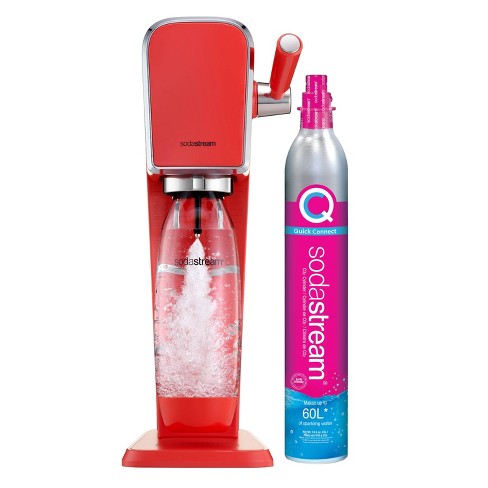 SodaStream Art Sparkling Water Maker with CO2 and Carbonating Bottle  Mandarin Red