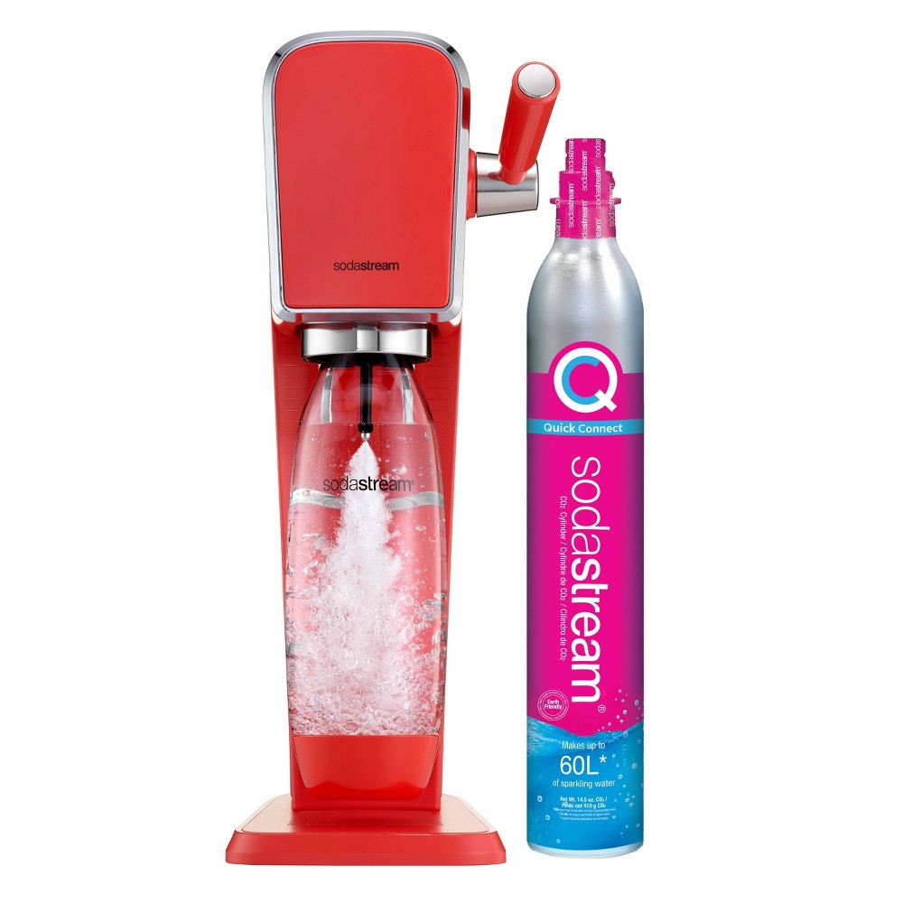 SodaStream Art Sparkling Water Maker with CO2 and Carbonating Bottle Mandarin Red