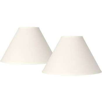 Springcrest Set of 2 Empire Lamp Shades White Linen Chimney Large 6" Top x 17" Bottom x 10" High Spider Harp and Finial Fitting