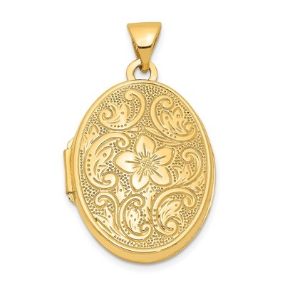 Black Bow Jewelry 14k Yellow Gold 21mm Scrolled Floral Locket