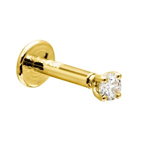 Jewelry Avalanche Unisex 16G 14K Gold 2mm Moissanite Labret Studs, Monroe, Lip Ring, 16G - 1 of 4