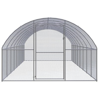 vidaXL Chicken Coop Silver Galvanized Steel 3x8x6.6 ft Chicken Coop
