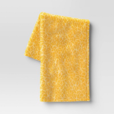 Floral Printed Plush Throw Blanket Yellow - Room Essentials™