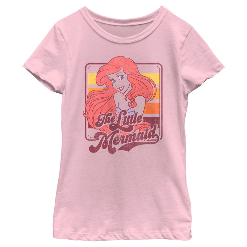 Girl's The Little Mermaid 70s Retro Ariel T-Shirt, 1 of 5