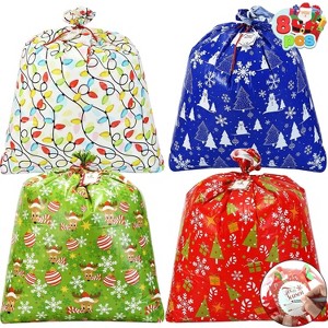 JOYFY 8pcs Christmas Gift Bags with Gift Tags for Xmas Treats, Oversize Xmas Gifts - 44” X 36” Large Goodie Bags - 1 of 4