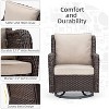 ODK 3 Pieces Patio Furniture Set, Outdoor Wicker Swivel Rocker Patio Set, 360-Degree Swivel Rocking Chair, with Premium Cushions and Table - 4 of 4