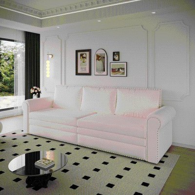NicBex Couches for Living Room 93.7" Pull-Out Sofa Bed Velvet Convertible Sleeper Sofa Bed with Side Storage for Apartment