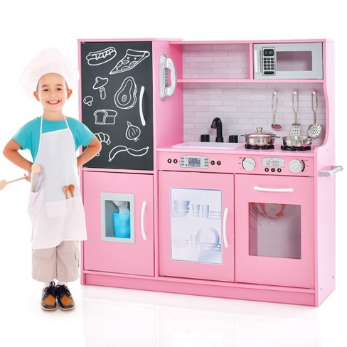 Best Choice Products Pretend Play Kitchen Wooden Toy Set for Kids w/  Telephone, Utensils, Oven, Microwave - White