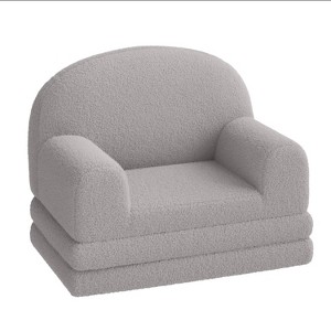 Kids Sofa Chair, 2-in-1 Convertible Toddler Couch Lounge, Comfy Fold Out Teddy Fleece Fabric, Children's Sofa Bed for Playroom, Bedroom, Nursery - 1 of 4
