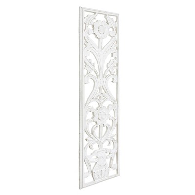 Hand Carved Wood Decorative Wall Panel White - American Art Decor : Target