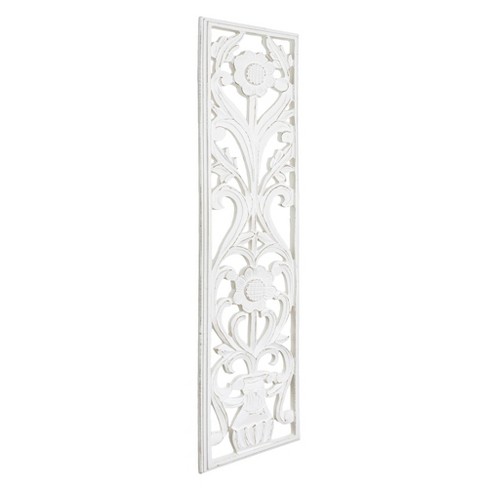 Hand Carved Wood Decorative Wall Panel White - American Art Decor : Target