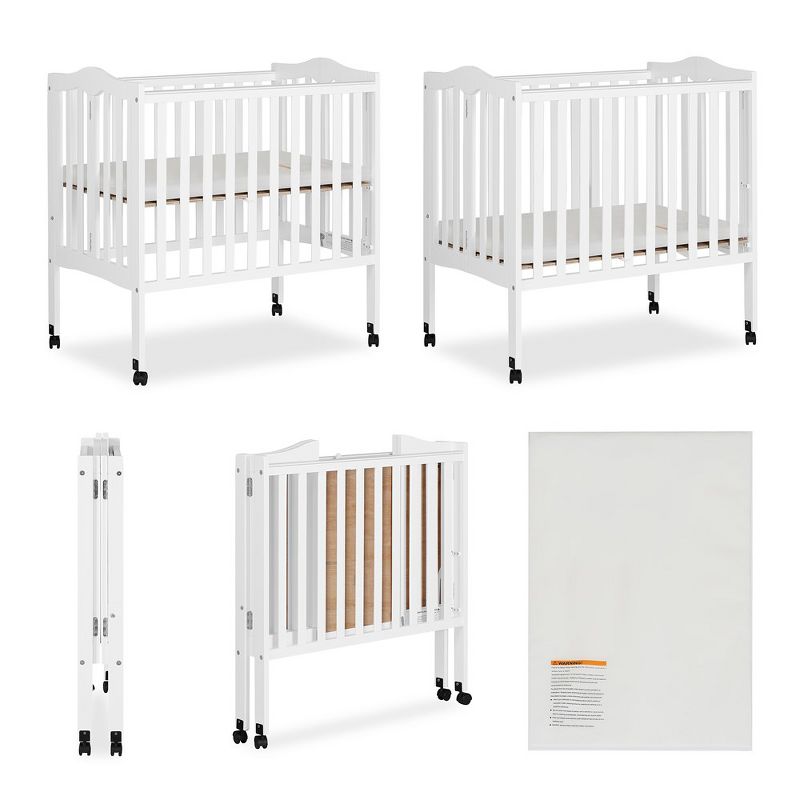 Dream On Me, 2 in 1 Lightweight Folding Portable Crib, White, 5 of 9
