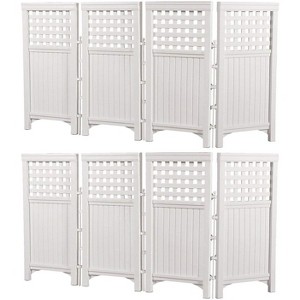 Suncast Outdoor Patio Garden 8 Panel Yard Screen Enclosure Gated Fence, White - 1 of 4